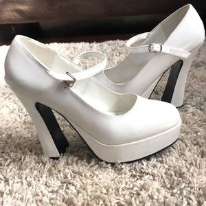 Women’s Pleaser White Platform Mary Jane Heels